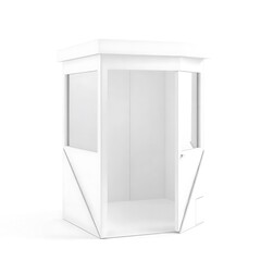 White modern security booth in 3D minimal style