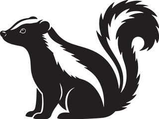 skunk silhouette line art vector illustration