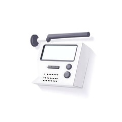 Fototapeta premium White retro voice recorder with black mic head