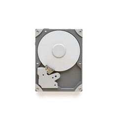White internal hard drive in open casing