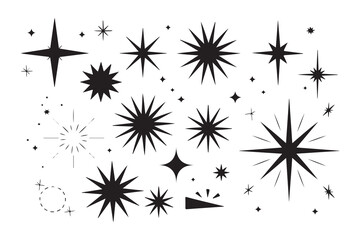 Black Star Icons Pack – Minimalist Vintage Sparkle Symbols