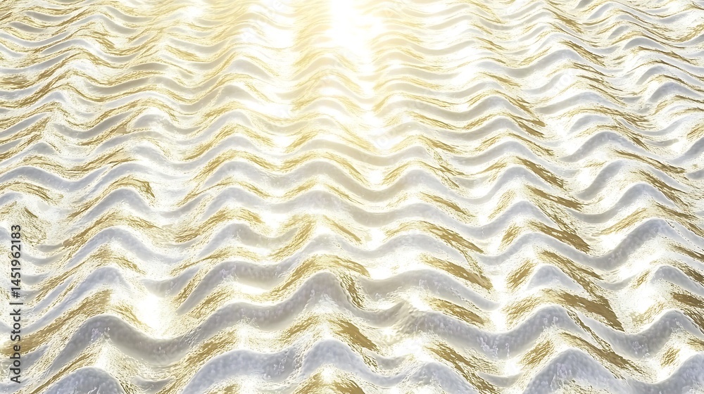 Poster abstract background with gold and white wavy texture, illuminated by a bright light source. the imag