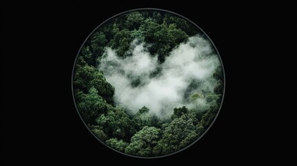 Obraz premium Aerial view misty rainforest canopy