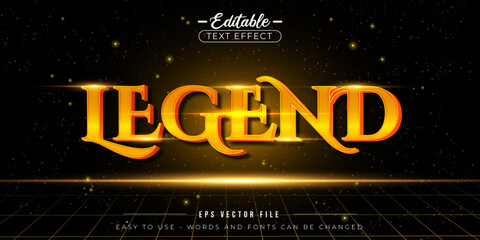 Gold neon legend text, editable text effect. © text