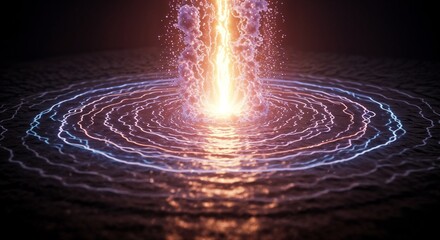 Abstract Energy Pulse Emanating from Water Surface  