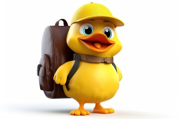 Fototapeta premium Backpack yellow duck toy.