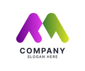 M letter abstract colorful logo template design.