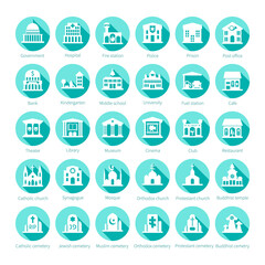 Map navigation vector iconset in flat style