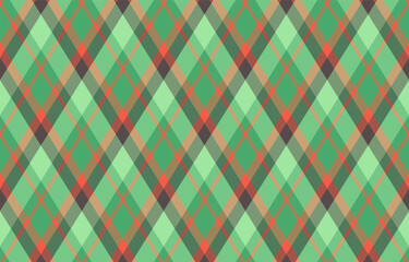 Argyle pattern of geometric rhombus. Harlequin check wallpaper design. Classic diamond shaped textile material for web background, print fabric clothing, sweater, wrapping paper, gift card, invitation