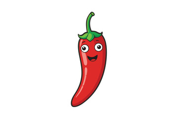 Cayenne Pepper Vegetable Vector Illustration on White Background


