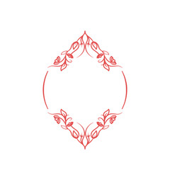 Antique Red Ornamental Frame. Floral Border for Stationery and Prin