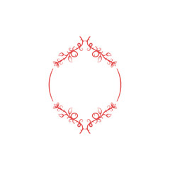Classic Floral Frame for Wedding Invitations. Vintage Red Ornament