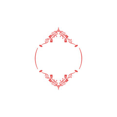 Classic Floral Frame for Wedding Invitations. Vintage Red Ornament