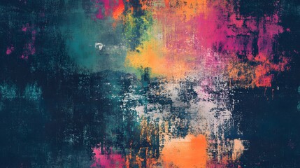 Vibrant abstract painting with textured surface.