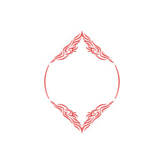 Classic Floral Frame for Wedding Invitations. Vintage Red Ornament