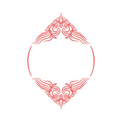 Classic Floral Frame for Wedding Invitations. Vintage Red Ornament
