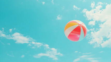 Beach Ball in Sunny Sky