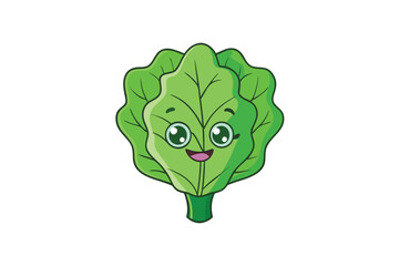 Collard Greens Vegetable Vector Illustration Isolated on White Background

