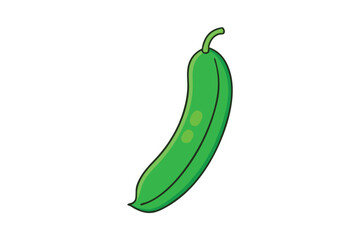 Green Beans Vegetable Vector Illustration Isolated on White Background

