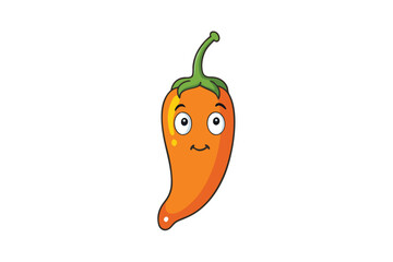 Habanero Pepper Vegetable Vector Illustration Isolated on White Background

