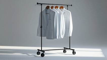 Photorealistic image of a portable garment steamer with heat-up indicator on a white background