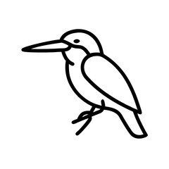 Fototapeta premium Simple Line Drawing of a Kingfisher Bird Icon Illustration