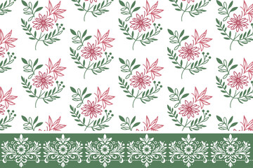 floral embroidery artwork. seamless one line pattern. hand drawn border texture. modern textile outline. botanical repeat sketch. minimal petal design

