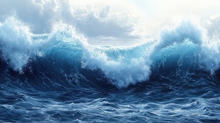 Dynamic ocean waves capturing the power of nature with vibrant blues and whites