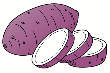 Naklejka premium Purple Potato Vector Illustration Isolated on White Background
