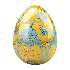 Decorative Easter Egg: Yellow and Blue Floral Design
