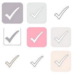 Checkmark editable stroke outline Icons set. Check, approve, ticks, quality check, confirm, correct, checklist and verified. Vector illustration