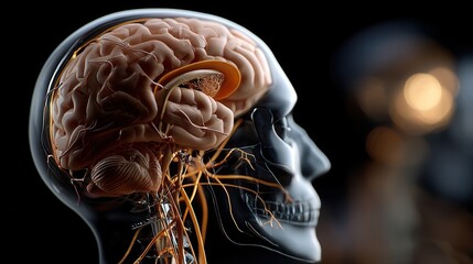 Educational 3D model of human brain anatomy in medical setting