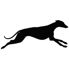 Running Greyhound Dog Silhouette Illustration on White Background