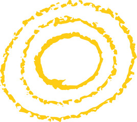 Yellow sun like kid drawing . Painted with pastel crayons or wax pencil sunny icon. Summer sky symbol. Rough chalk texture cute vector illustration in children style. Design elements.