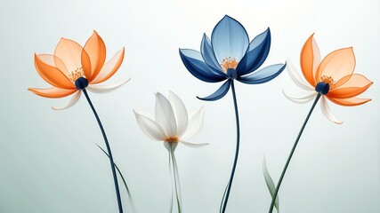 Translucent flowers with delicate petals in an elegant, minimalist composition31