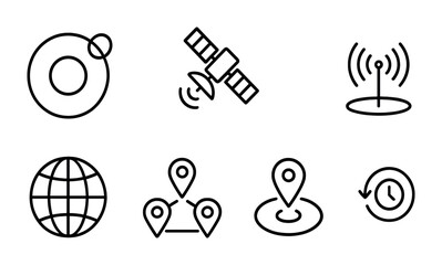 Technology and communication line icons set – outline, digital, network symbols