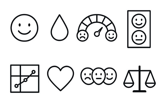 Emotion and feedback outline icons set – line, linear, mood and expression symbols