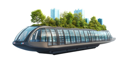 Floating public transportation carbon savings calculator, isolated, PNG format, transparent background. Varient 2