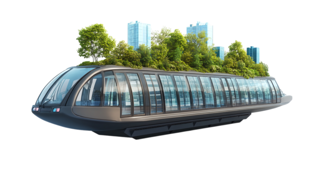 Floating public transportation carbon savings calculator, isolated, PNG format, transparent background. Varient 2