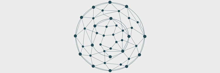 Vector infographic of three concentric circles with connected dots forming network &ndash; Perfect for system architecture visuals, data visualization, or digital network designs