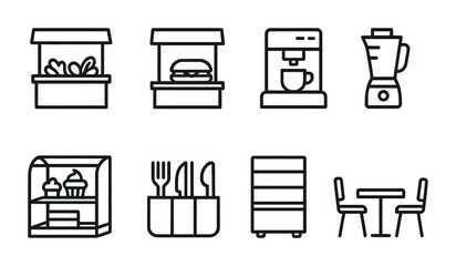 Restaurant and culinary outline icons set – kitchen, food, cooking elements