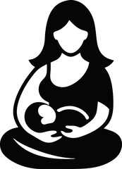 Mother holding newborn baby in hands. Woman, mom carrying infant. Mum with kid, child in arms, profile. Motherhood, tender maternity concept. Flat vector illustration isolated on white background