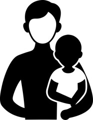 A silhouette father holding his child hand illustration vector transparent background