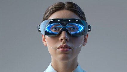 Photorealistic image of a futuristic smart glasses with ar display
