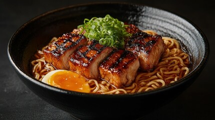 Grilled pork ramen bowl