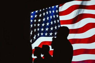 american flag and a man