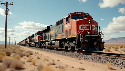 Obraz premium Modern Red and White Train at Urban Railway Station