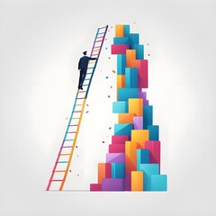 Fototapeta premium winning, achieving goals, abstract background with colorful cubes