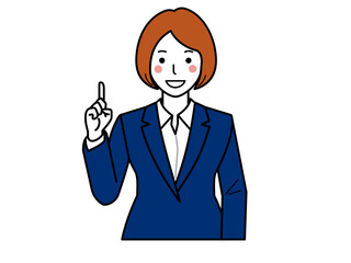 ナンバー1ポーズをするスーツの女性