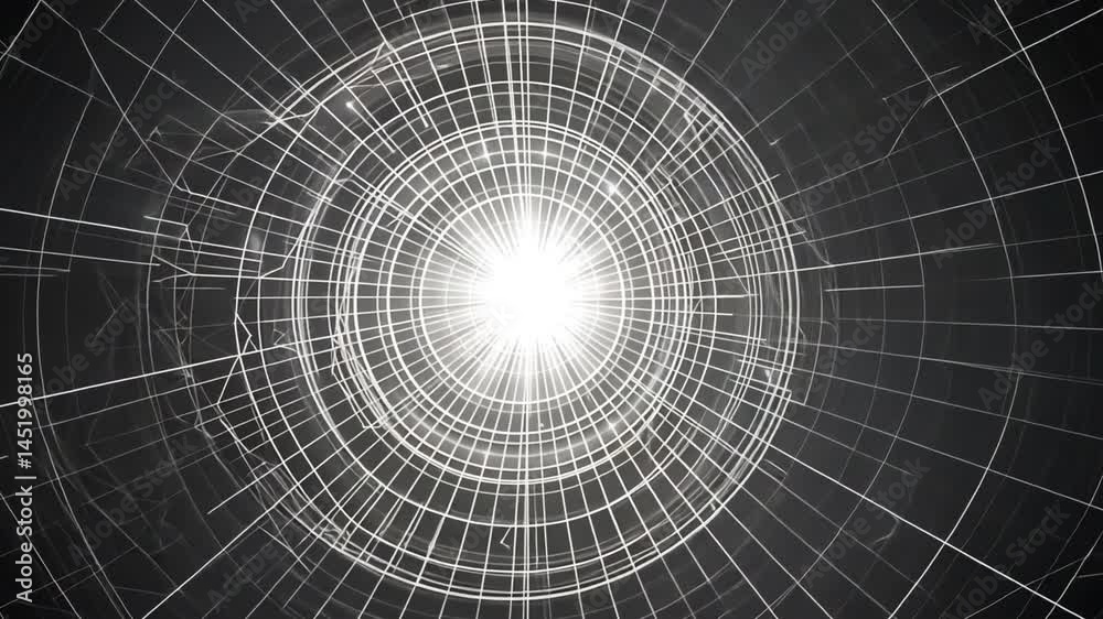 Poster abstract light pattern radiating energy and dynamism through intricate grid design, creating depth a
